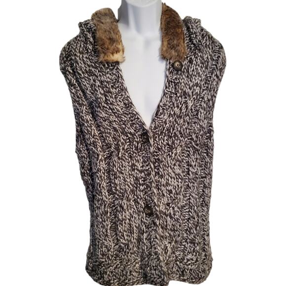 Woman's long sweater vest with hood by Natural Reflections sz.1X - Picture 1 of 7